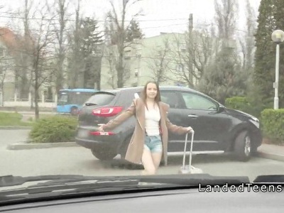 Pretty teen hitchhikes and public fucking in countryside